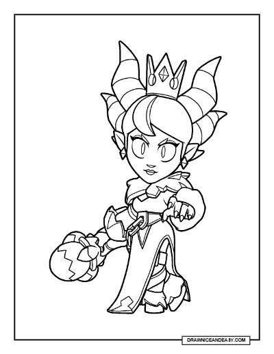 Malicious Mandy Brawl Stars Coloring Page – Free Printable PDF coloring page preview
