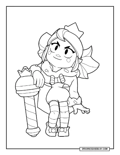 Mandy Brawl Stars Coloring Page – Free Printable PDF coloring page preview