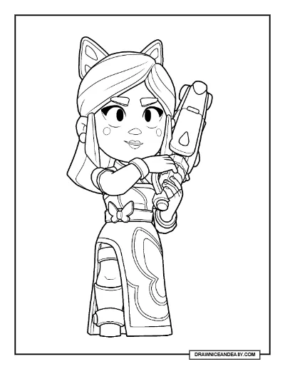 Mariposa Piper Brawl Stars Coloring Page – Free Printable PDF coloring page preview