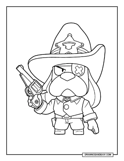 Marshal Ruffs Brawl Stars Coloring Page – Free Printable PDF coloring page preview