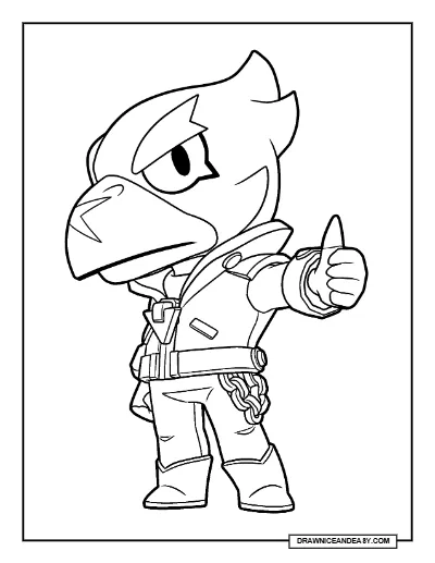 Maverick Crow Brawl Stars Coloring Page – Freedom Campaign Skin Printable coloring page preview