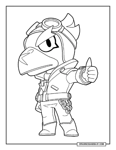 Maverick Crow Brawl Stars Coloring Page V2 – Freedom Campaign Printable coloring page preview