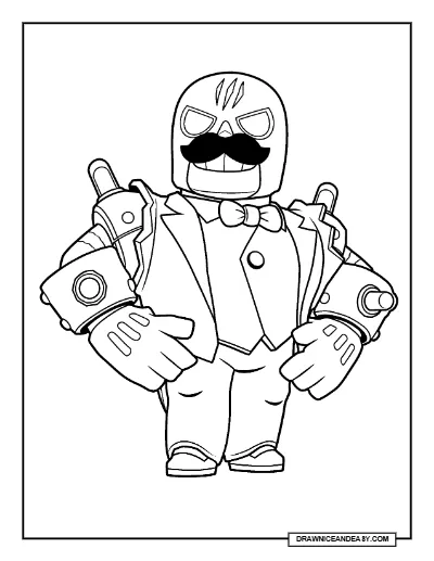 Mayordomo El Primo Brawl Stars Coloring Page – Free Printable PDF coloring page preview