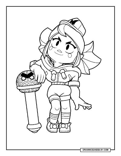 MC Mandy Brawl Stars Coloring Page – Free Printable PDF coloring page preview