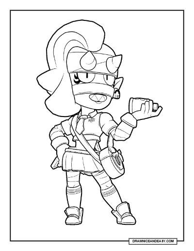 Mean Girl Emz Brawl Stars Coloring Page – Free Printable PDF coloring page preview