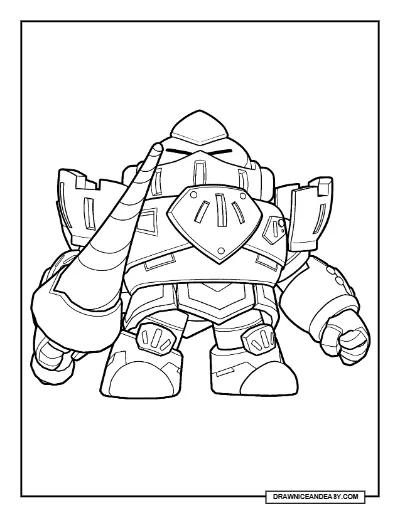 Mecha Paladin Surge Brawl Stars Coloring Page – Free Printable PDF coloring page preview