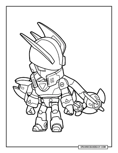 Mecha Unit 00 Edgar Brawl Stars Coloring Page – Mecha Squad Skin Printable coloring page preview