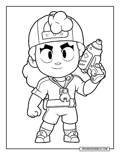 Meg Brawl Stars Coloring Page – Free Printable PDF coloring page preview