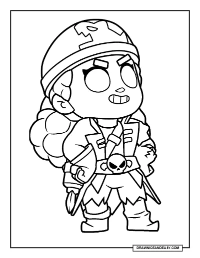 Megalodon Meg Brawl Stars Coloring Page – Free Printable PDF coloring page preview