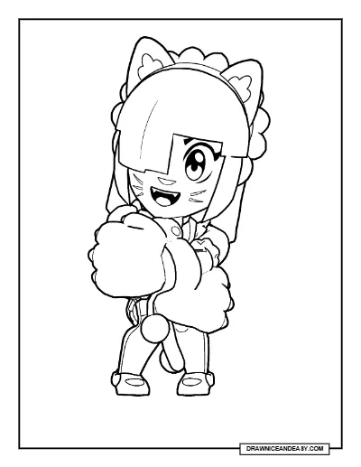 Midori Pawlette Brawl Stars Coloring Page – Free Printable PDF coloring page preview
