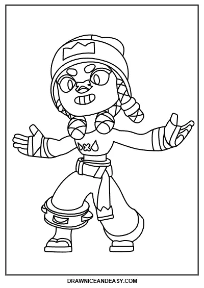 Mina Brawl Stars Coloring Page – Free Printable PDF Download coloring page preview