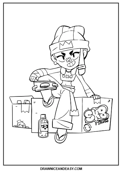  Mina Sitting On Box Brawl Stars Coloring Page – Free PDF Printable coloring page preview