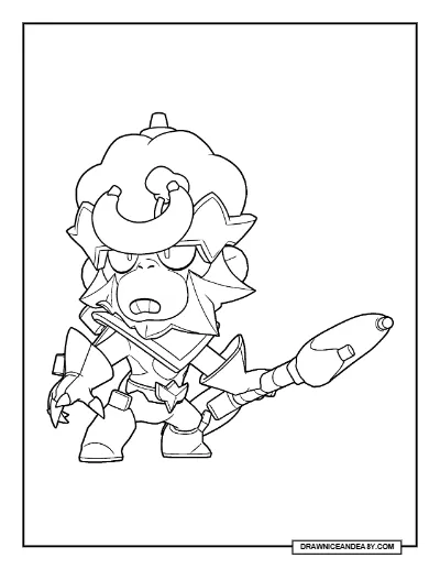 Monstro Mico Brawl Stars Coloring Page – Free Printable PDF coloring page preview