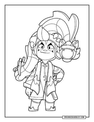 Moon Guardian Chester Brawl Stars Coloring Page – Lunar Stories Skin Printable coloring page preview