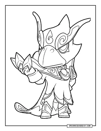 Moon Guardian Crow Brawl Stars Coloring Page – Lunar Stories Skin Printable coloring page preview