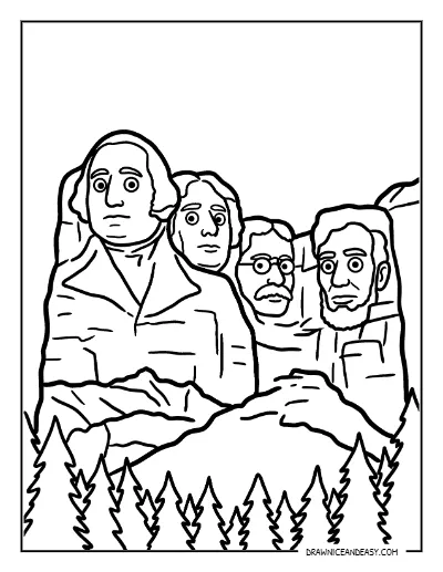 Mount Rushmore Coloring Page – Free Printable for Kids coloring page preview