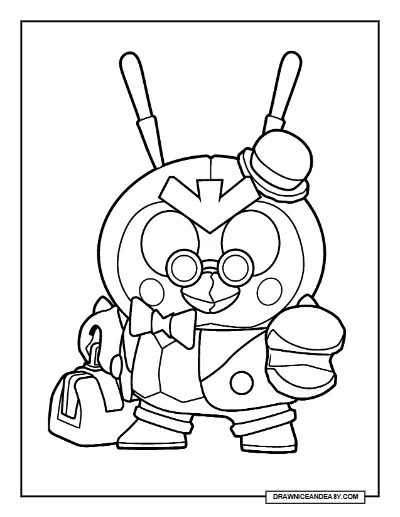 Mr. Fly Mr. P Brawl Stars Coloring Page – Free Printable PDF coloring page preview