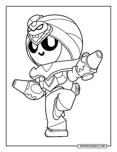 Mystic Meeple Brawl Stars Coloring Page – Free Printable PDF coloring page preview