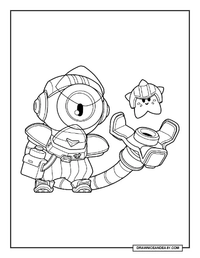 Nani with Peep Brawl Stars Coloring Page – Free Printable PDF coloring page preview