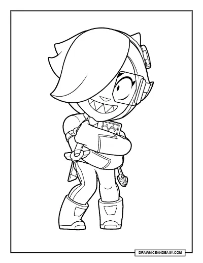Navigator Colette Brawl Stars Coloring Page – Free Printable PDF coloring page preview