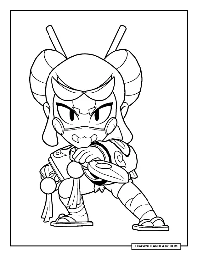 Ninja Kaze Brawl Stars Coloring Page – Free Printable PDF coloring page preview