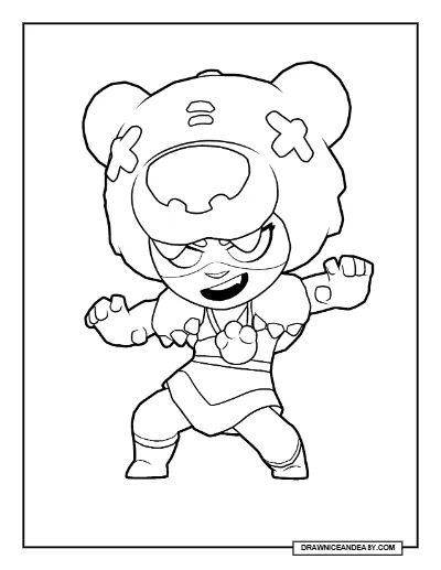Nita Brawl Stars Coloring Page – Free Printable PDF coloring page preview