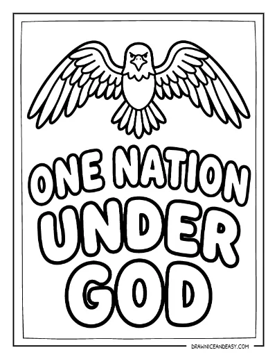 One Nation Under God Eagle Coloring Page – Free Patriotic Printable coloring page preview