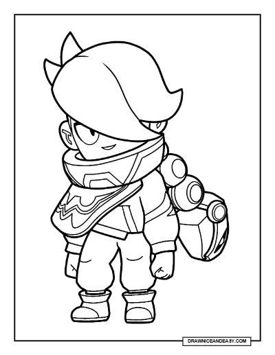 Orochi Edgar Brawl Stars Coloring Page – Japanese Serpent Mythology Skin Printable coloring page preview