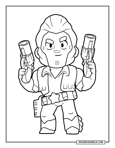 Outlaw Colt Brawl Stars Coloring Page – Western Skin Free Printable coloring page preview
