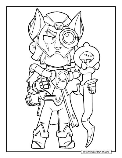 Overlord Byron Brawl Stars Coloring Page – Free Printable PDF coloring page preview