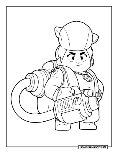 Pam Brawl Stars Coloring Page – Free Printable PDF coloring page preview