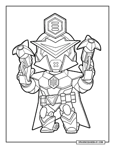 Paragon Mecha Colt Brawl Stars Coloring Page – Mecha Squad Skin Printable coloring page preview