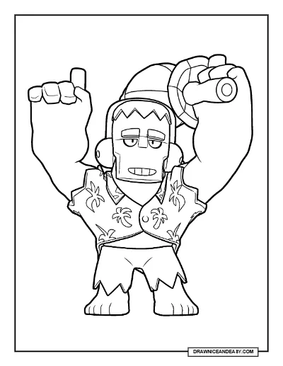 Parasol Frank Brawl Stars Coloring Page – Free Printable PDF coloring page preview