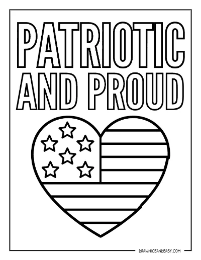 Patriotic and Proud Flag Heart Coloring Page – Free Printable coloring page preview