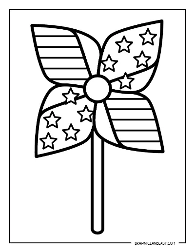 Patriotic Pinwheel Coloring Page – Free Printable for Kids coloring page preview