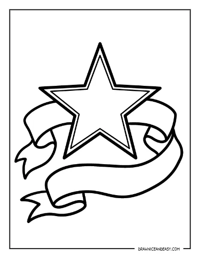Patriotic Star with Ribbon Coloring Page – Free Printable for Kids coloring page preview