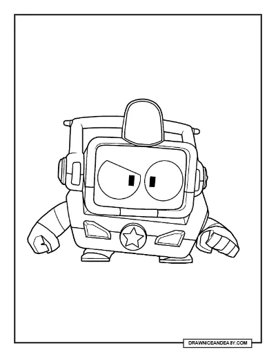 Patrol R-T Brawl Stars Coloring Page – Free Printable PDF coloring page preview