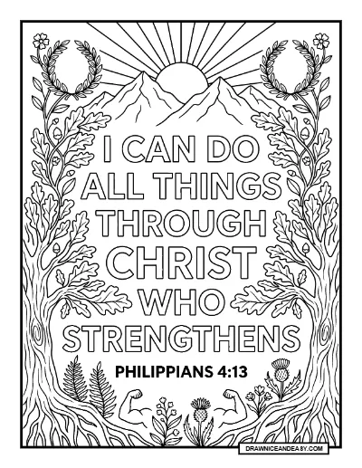 Philippians 4:13 I Can Do All Things Bible Verse Coloring Page coloring page preview