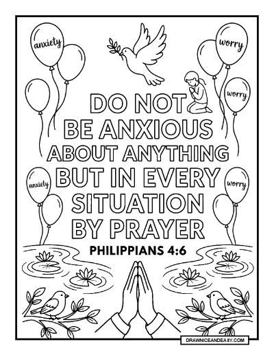 Philippians 4:6 Do Not Be Anxious Bible Verse Coloring Page coloring page preview