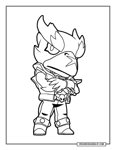 Phoenix Crow Brawl Stars Coloring Page – Fire Phoenix Skin Printable coloring page preview