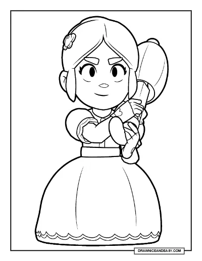 Pink Piper Brawl Stars Coloring Page – Free Printable PDF coloring page preview