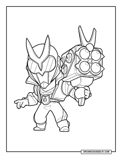 Pink Super Ranger Brock Brawl Stars Coloring Page – Free Printable PDF coloring page preview
