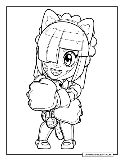 Pinku Pawlette Brawl Stars Coloring Page – Free Printable PDF coloring page preview