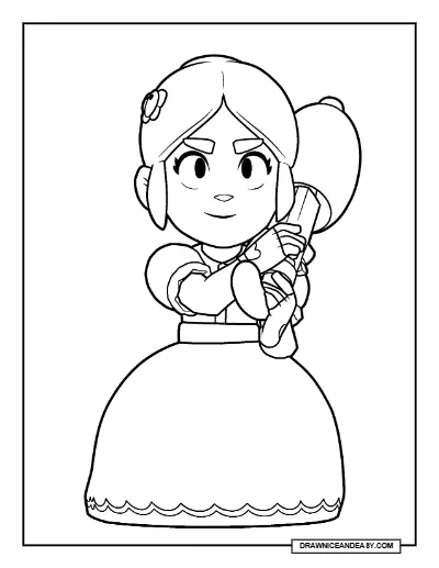 Piper Brawl Stars Coloring Page – Free Printable PDF coloring page preview