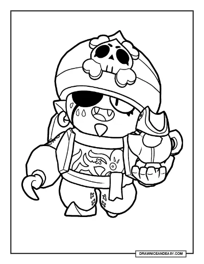 Pirate Gene Brawl Stars Coloring Page – Free Printable PDF coloring page preview