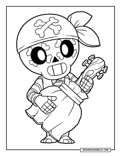 Pirate Poco Alt Brawl Stars Coloring Page – Free Printable PDF coloring page preview