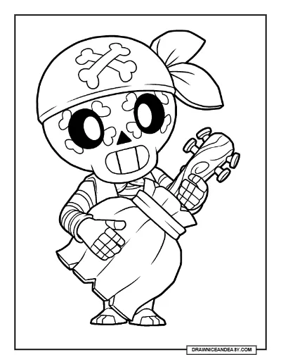 Pirate Poco Brawl Stars Coloring Page – Free Printable PDF coloring page preview