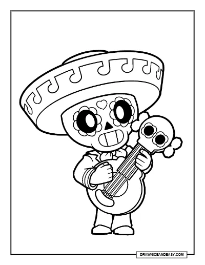 Poco Brawl Stars Coloring Page – Free Printable PDF coloring page preview