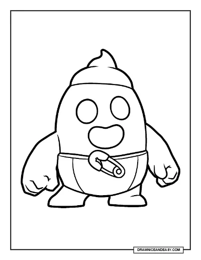 Poop Spike Brawl Stars Coloring Page – Funny Comedic Skin Printable coloring page preview