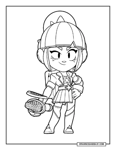 Popstar Janet Brawl Stars Coloring Page – Free Printable PDF coloring page preview
